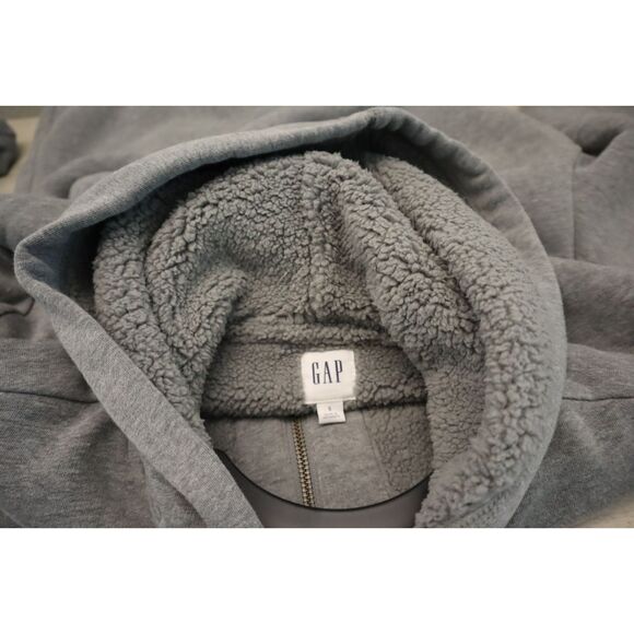 Gap 741051-00 Men's Sz S Gray Heather Sherpa-Lined Arch Logo Full Zip Hoodie - Picture 3 of 10